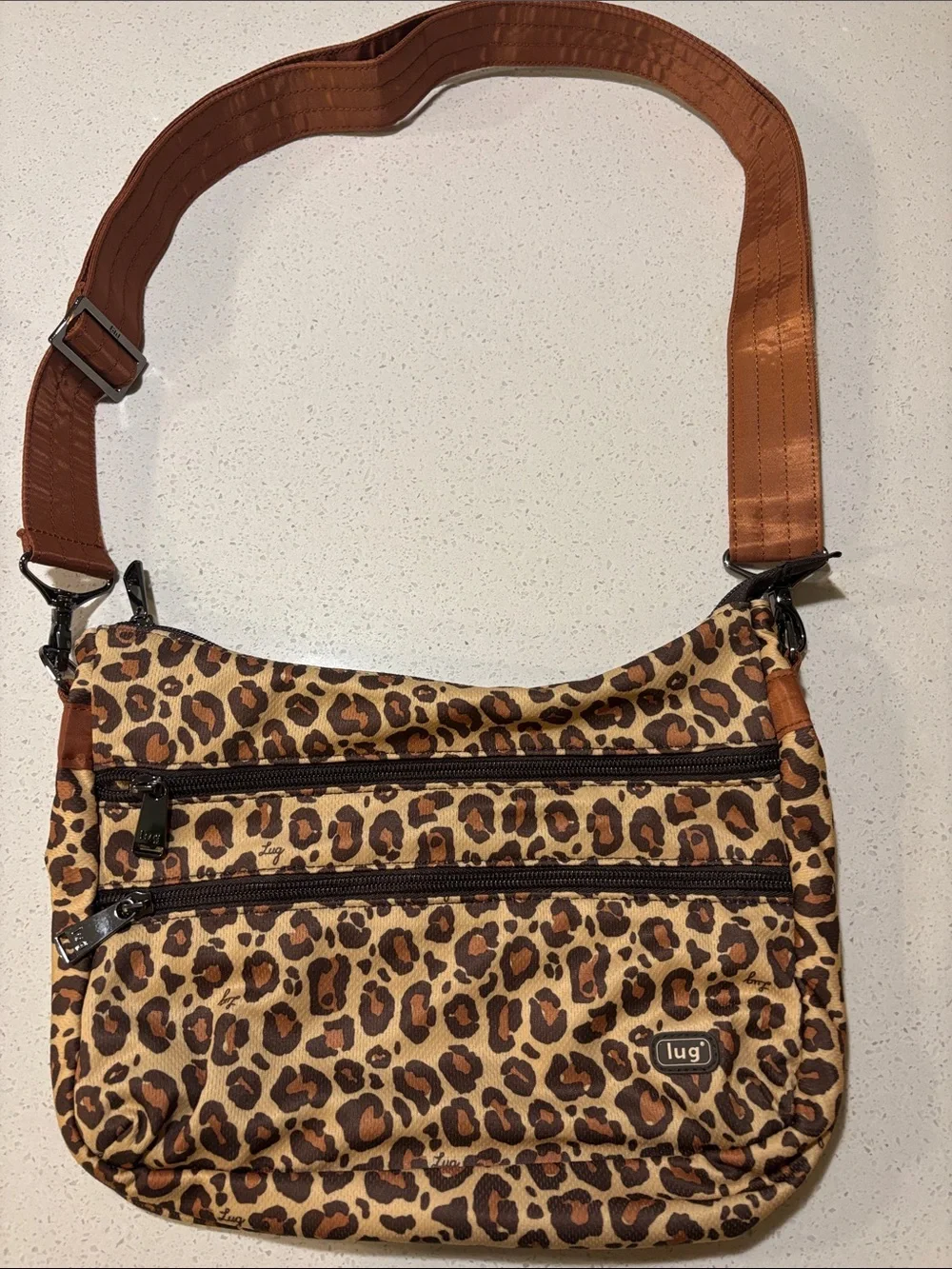 lug Leopard-Print Crossbody Bag in Brown and Tan
